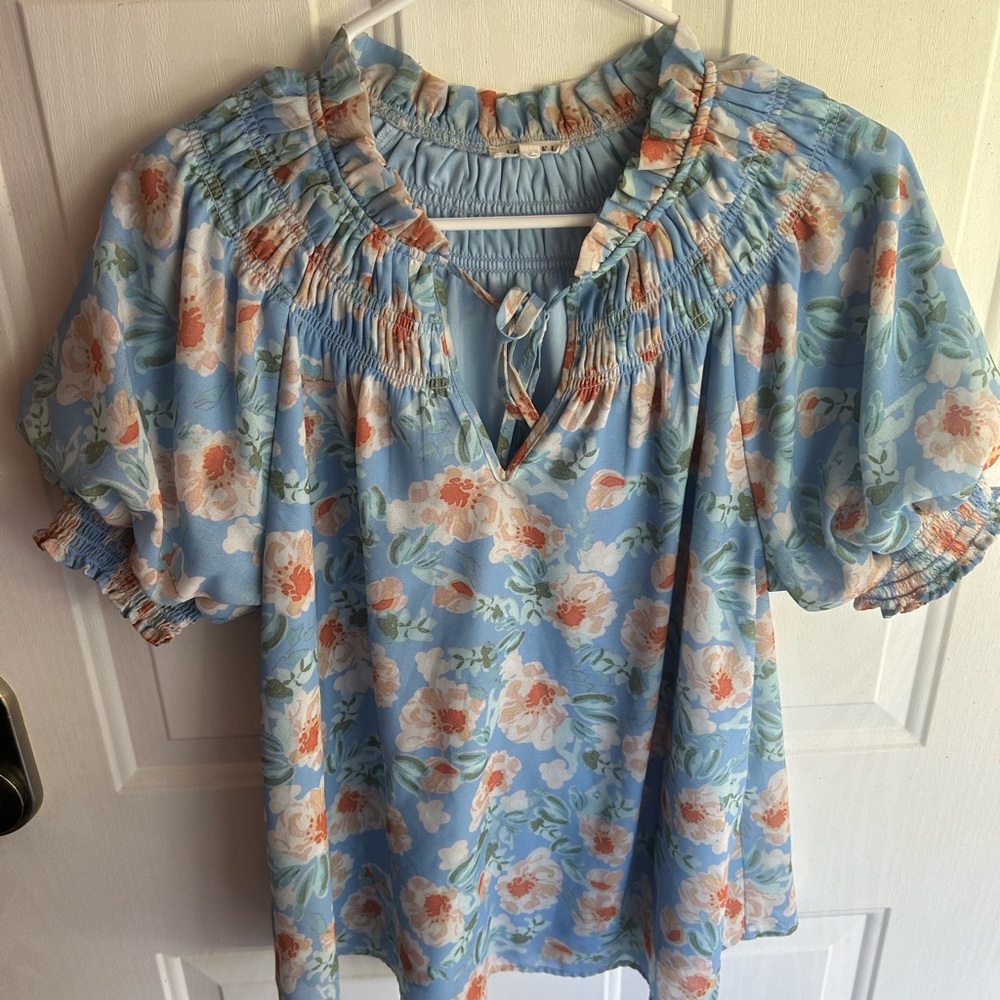 JODIFL Blue Floral Blouse